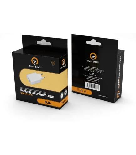 Фото - Мережевий зарядний пристрій AVATech Power Delivery 3.0 Type-C+USB (PD AVAtech)