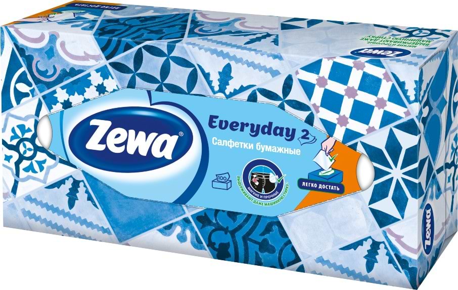 Серветки паперові Zewa Everyday (Style) 2 слоя, 100 шт. (7322540043464) - Фото 1