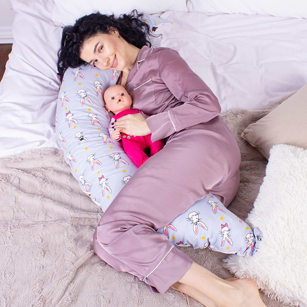 Фото - Подушка для майбутніх мам MirSon №8310 Print Line 17-0527 Bunnies Бязь 30х170х20 см (2200006200352)