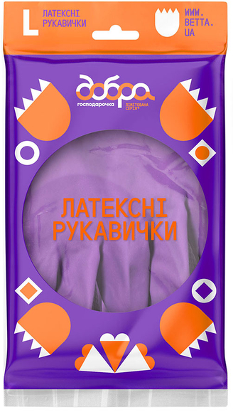 Фото - Рукавички латексні Добра господарочка фіолетові, розмір L (4820086523721)
