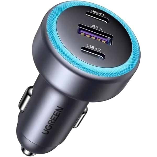 Автомобильное зарядное устройство UGREEN EC307 30W 3-Port Fast Car Charger Grey (45843) - Фото 1