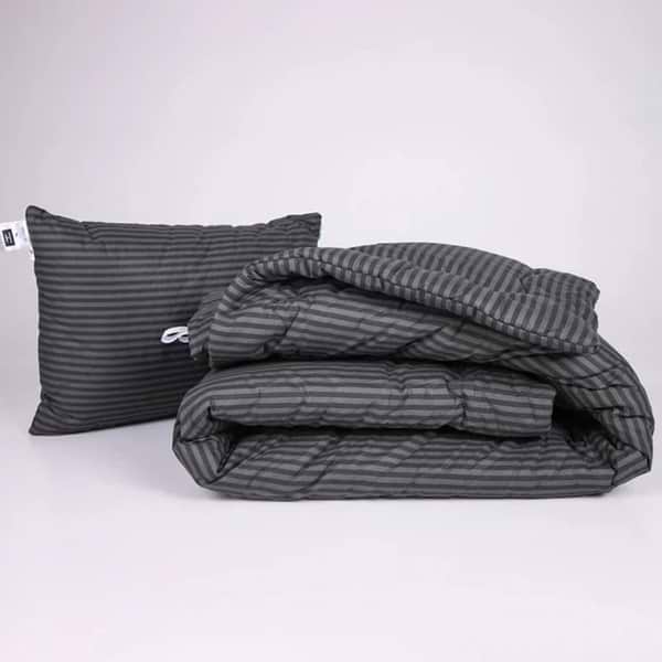 Фото - Одеяло зимнее двуспальное евро MirSon антиаллергенное №153 Сolor Fun Line 17-0611 Stripe Black Tencel 220х240 + нав. 2 шт. (2200010853001)