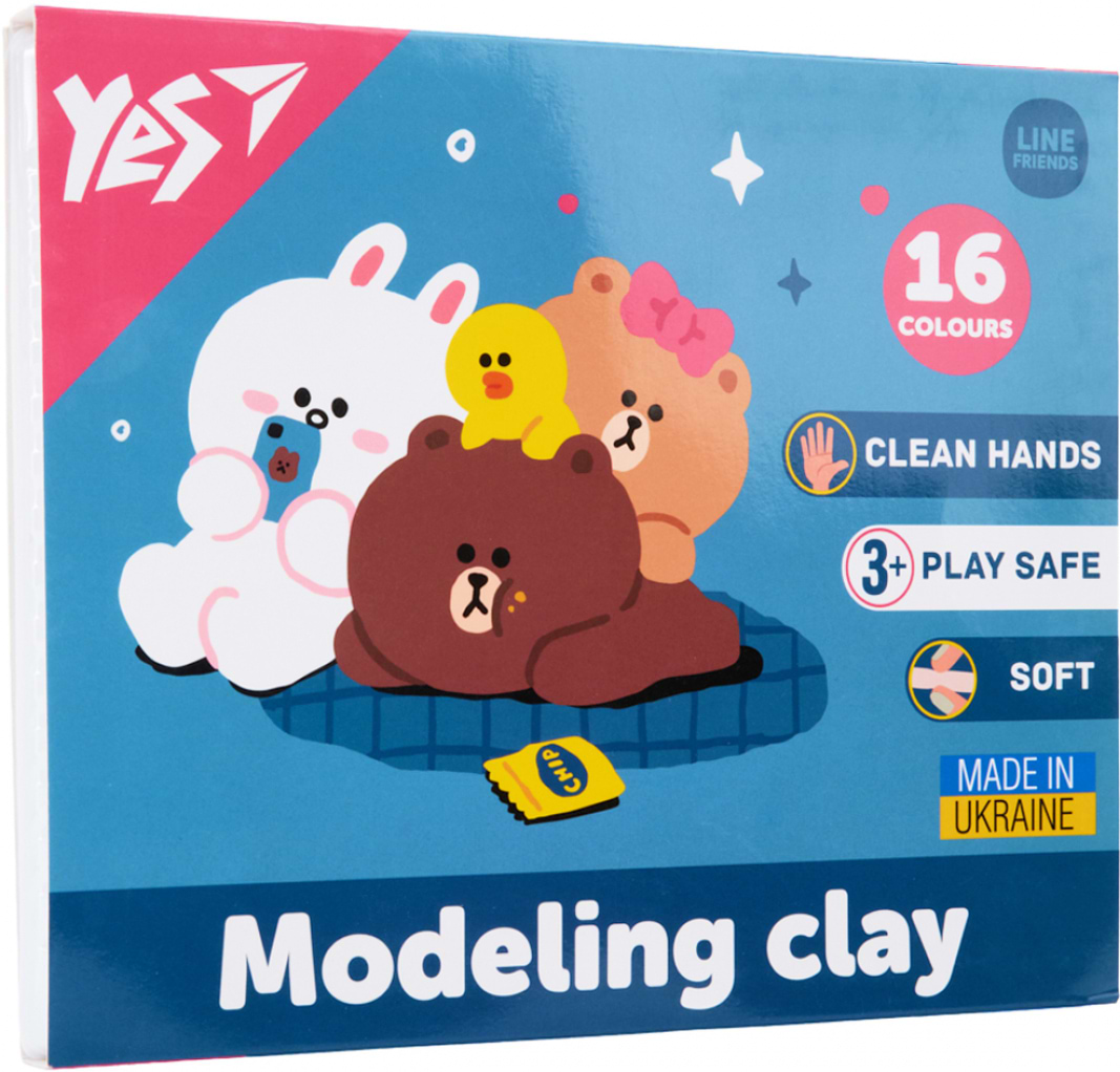 Пластилин классический YES 16 цв. 320 г Line Friends (540675)