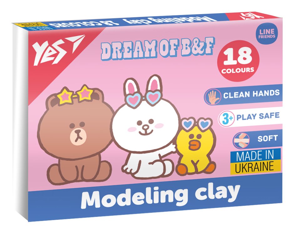 Пластилін класичний YES Line Friends 18 кол. 360 г (540679)