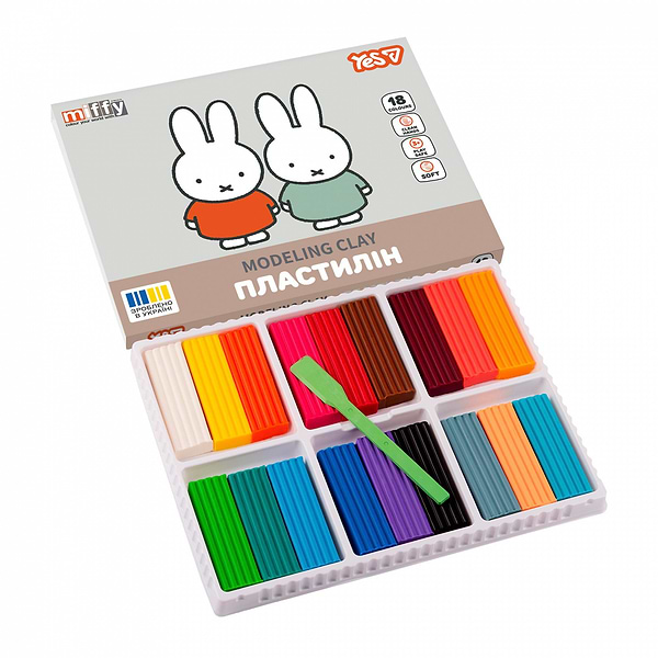 Фото - Пластилін класичний YES 18 кол. 360 г Miffy (540721)