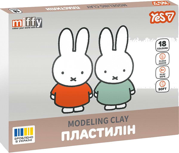 Фото - Пластилін класичний YES 18 кол. 360 г Miffy (540721)