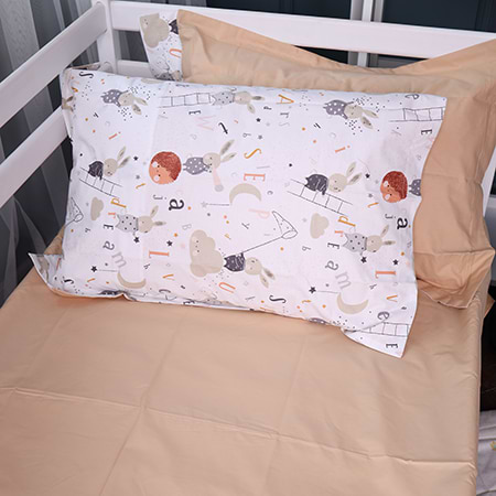 Простирадло двоспальне MirSon Poplin Line Kids 06 Rabbit Alphabet 180x200 см (2200009717055)