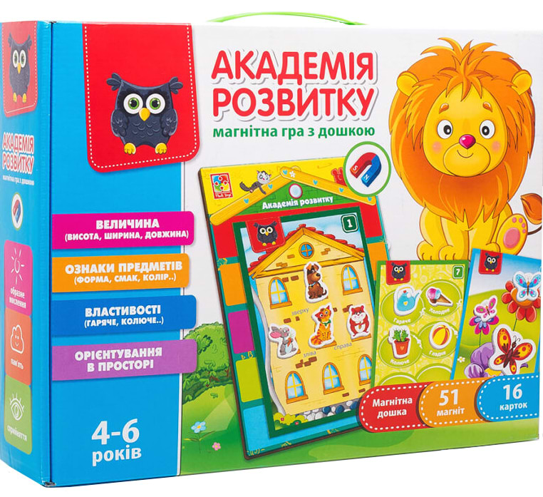 Настільна гра розвиваюча (5-7 років) Vladi Toys Властивості, ознаки з магнітною дошкою (укр) (VT5412-03) - Фото 1