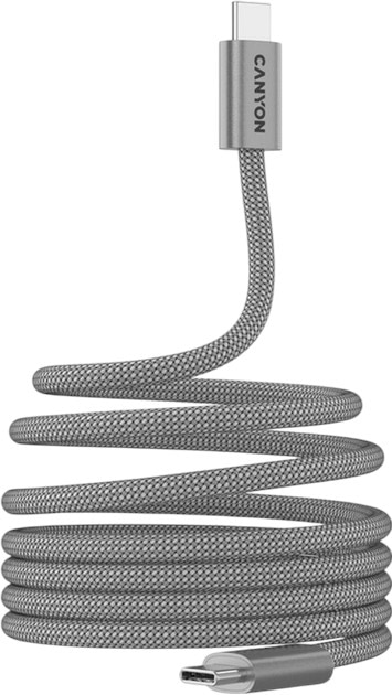 Фото - Кабель синхронизации данных Canyon OnWire 60MG C-C 60W Magnet Braided 1m Light Grey (CND-CCMG60AB15LG)