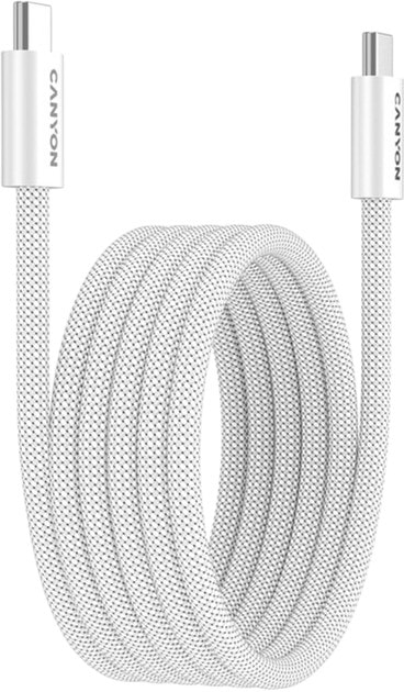 Фото - Кабель синхронизации данных Canyon OnWire 60MG C-C 60W Magnet Braided 1m White (CND-CCMG60AB15W)
