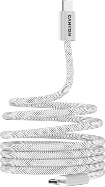 Фото - Кабель синхронизации данных Canyon OnWire 60MG C-C 60W Magnet Braided 1m White (CND-CCMG60AB15W)