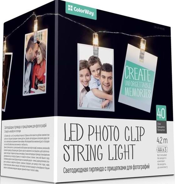Фото - Гірлянда лінійна Colorway 40LED, 4.2м, з прищіпками для фото (CW-LCP-40L42B)