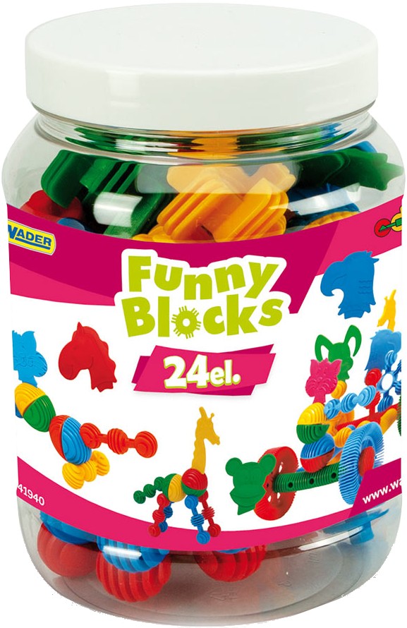 Пластиковий конструктор для малюків Wader Funny Blocks 24 шт. (41940)