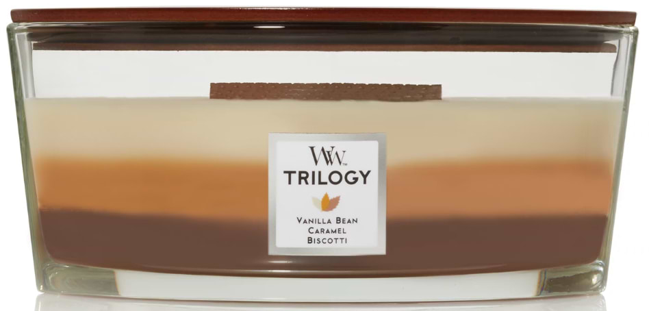 Свічка скло Woodwick Ellipse Trilogy Cafe Sweets (Кафе солодощів) 453г (76904E) - Фото 1