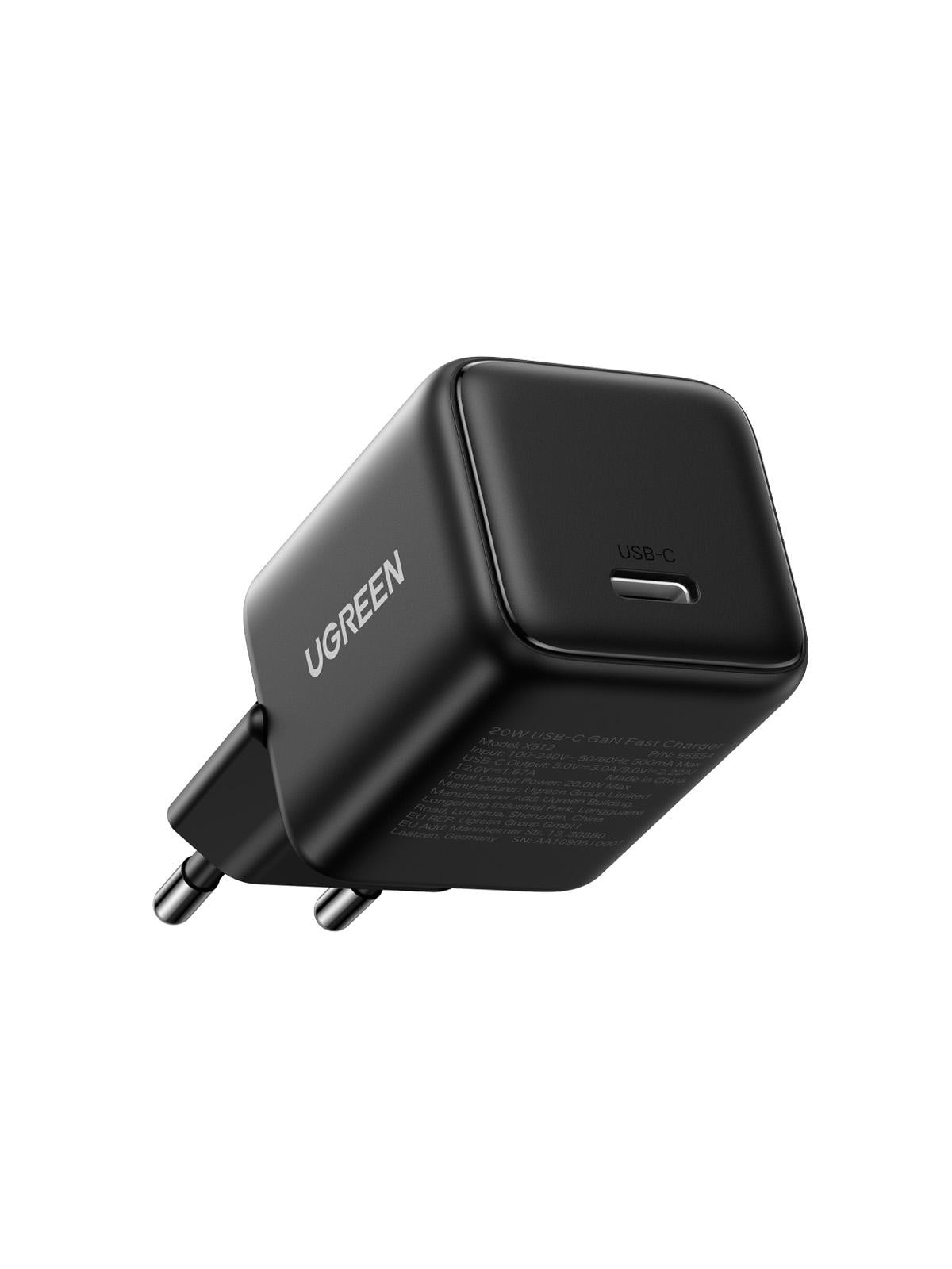 Мережевий зарядний пристрій UGREEN X512 USB-C 20W PD GaN Fast Charger Black (55553) - Фото 1
