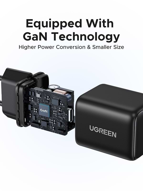 Фото - Мережевий зарядний пристрій UGREEN X512 USB-C 20W PD GaN Fast Charger Black (55553)