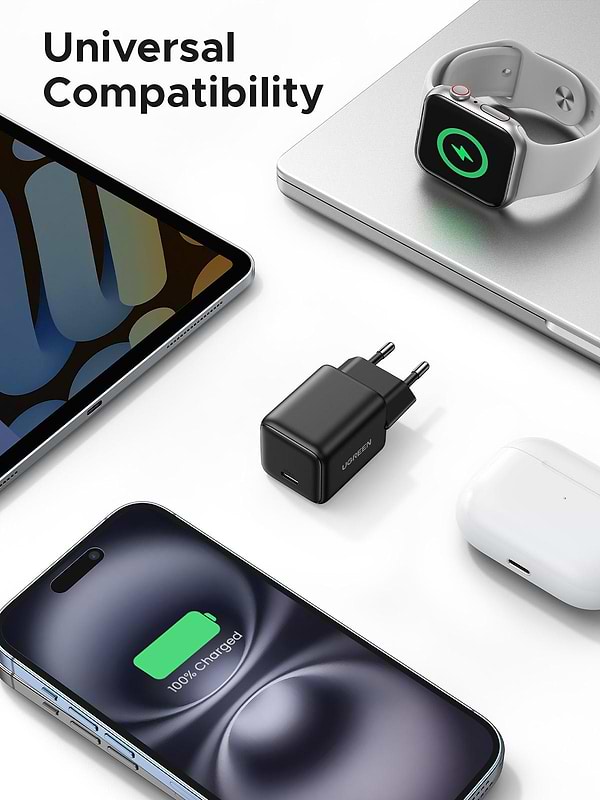 Фото - Мережевий зарядний пристрій UGREEN X512 USB-C 20W PD GaN Fast Charger Black (55553)