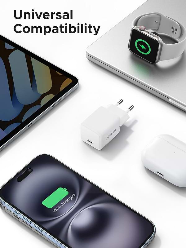 Фото - Мережевий зарядний пристрій UGREEN X512 USB-C 20W PD GaN Fast Charger White (55554)