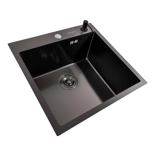 Фото - Мийка кухонна VALESO 50x50 PVD чорна Handmade (товщина 3,0/1.5)