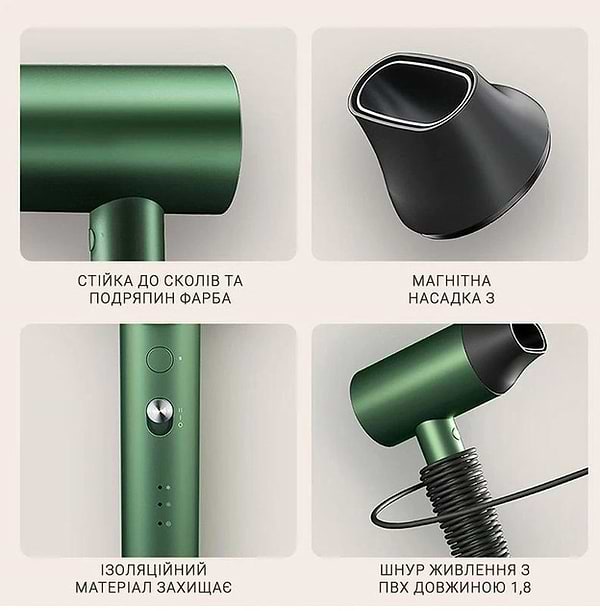 Фото - Фен Xiaomi ShowSee Electric Hair Dryer Green (SHWS-A5G-EU)