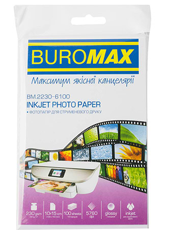 Фотопапір 10х15 BuroMax 230г/м2 10х15см, 100 л (BM.2230-6100) - Фото 1