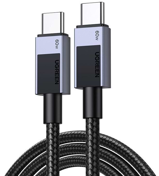 Кабель синхронізації даних UGREEN L524 USB-C to USB-C PD 60W 3A 0.5m Space Gray (55764)