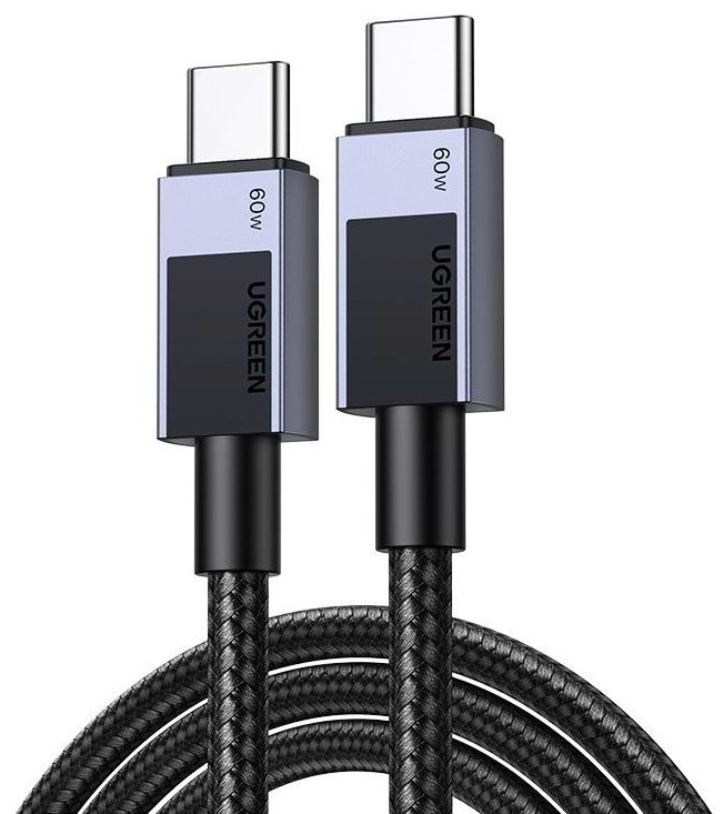 Кабель синхронізації даних UGREEN L524 USB-C to USB-C PD 60W 3A 2m Space Gray (55775)