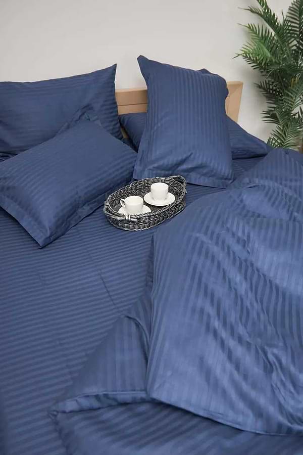 Фото - Підковдра полуторна євро Moon&Star Satin Stripe Delfi Blue 160x220 см (MS-870000421)