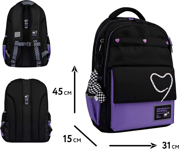 Фото - Рюкзак школьный YES TS-48 Purple Hearts (559923)