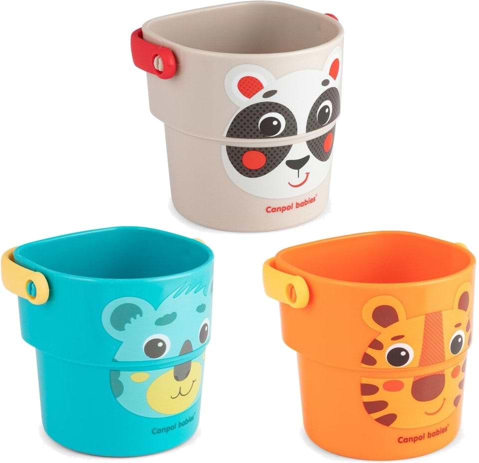 Іграшка для ванної Canpol babies Кухлики для купання HELLO LITTLE 3 шт. (56/000) - Фото 1