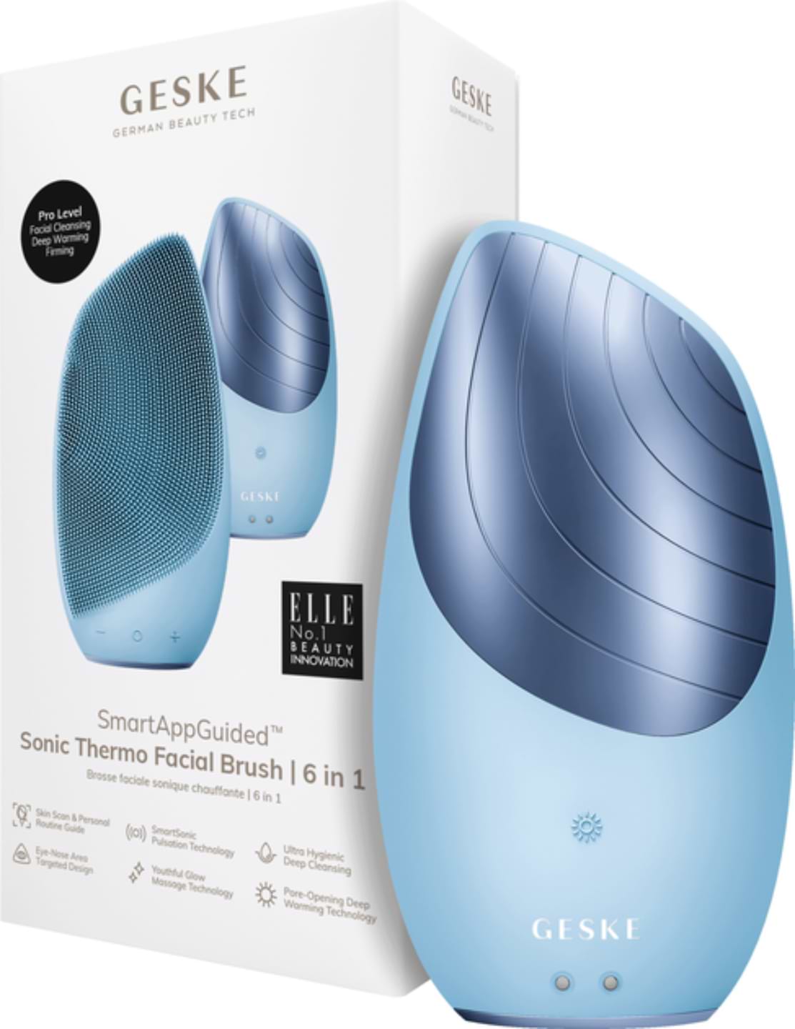 Щетка для чистки лица GESKE Sonic Thermo Facial Brush 6 в 1 аквамарин (GK000007AQ01)