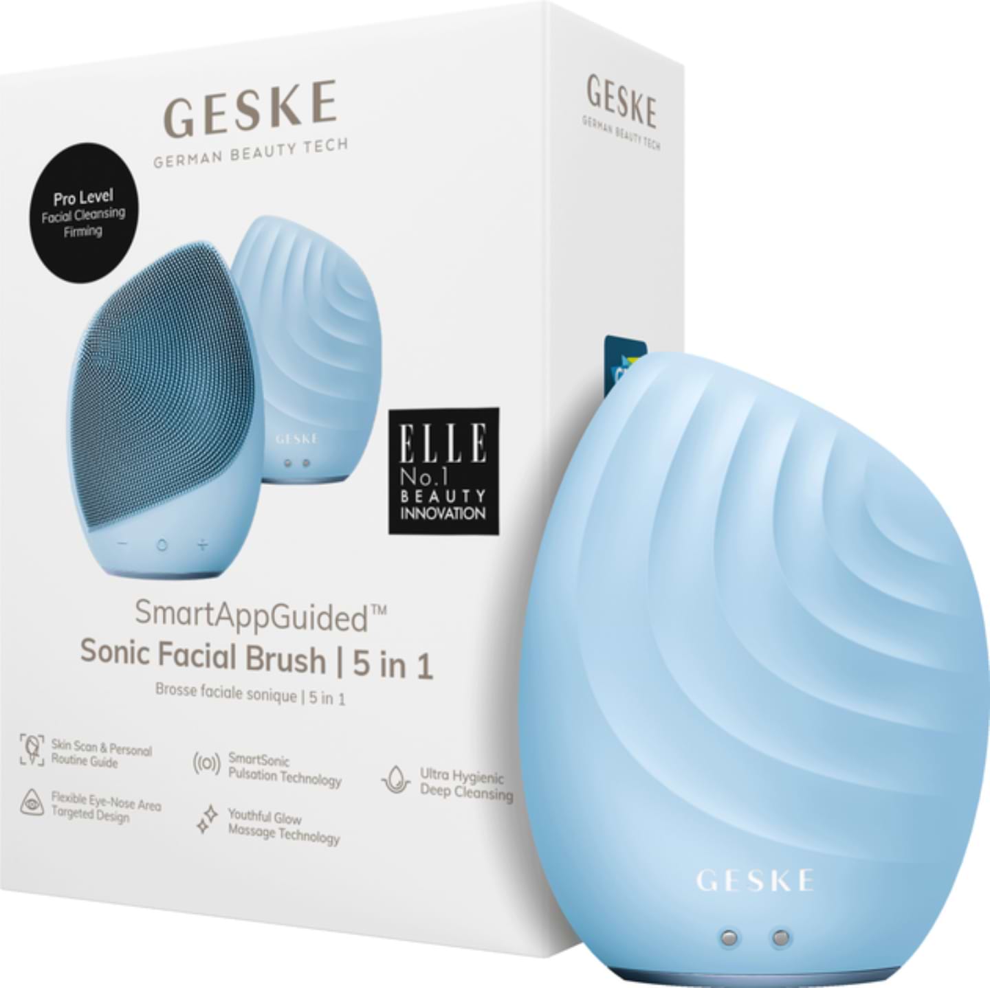 Щетка для чистки лица GESKE Sonic Facial Brush 5 в 1 аквамарин (GK000010AQ01)