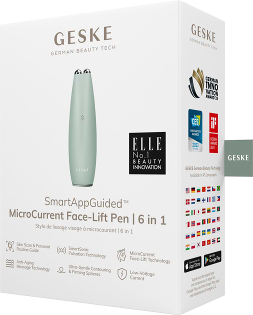 Фото - Микротоковая ручка для подтяжки лица GESKE MicroCurrent Face-Lift Pen 6 в 1 зеленый (GK000013GN01)