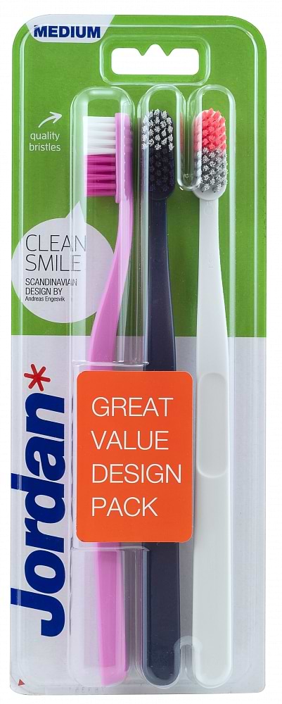Зубна щітка мануальна дитяча Jordan Clean Smile, 12+ років, середня жорсткість, 3 шт. (56106310) - Фото 1