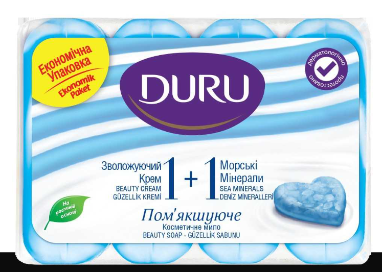 Твердое мыло Duru 1+1 Крем и морские минералы 4х80 г (8690506517809)
