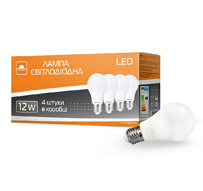 Лампочка світлодіодна Євросвітло 12Вт 4200К A-12-4200-27 Е27 4 шт. (000056702)