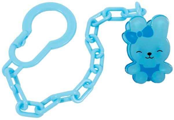 Держатель пустышек Lindo цепочка на клипсе, зайчик, голубая  (Pk 217 гол)