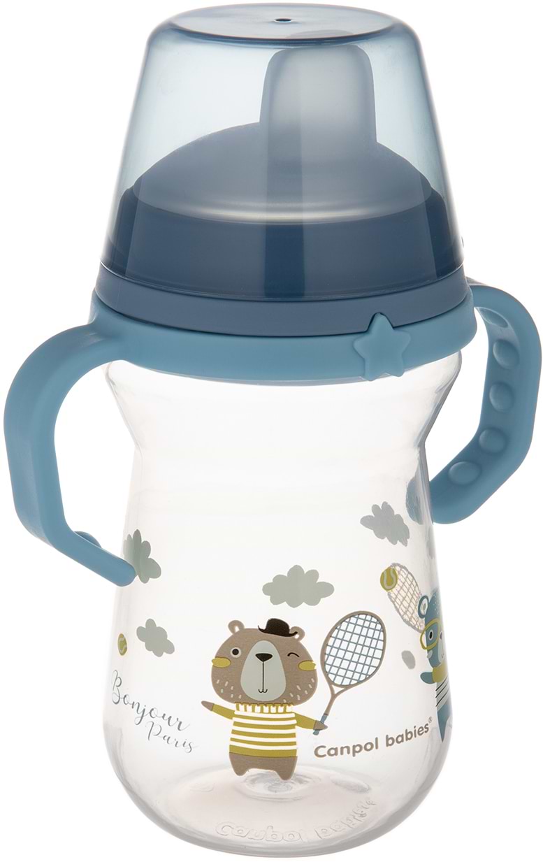 Поильник-непроливайка детский Canpol babies FirstCup 250 мл BONJOUR PARIS - голубая (56/613_blu)