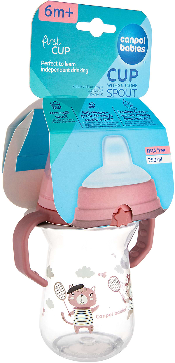 Фото - Поильник-непроливайка детский Canpol babies FirstCup 250 мл BONJOUR PARIS - розовая (56/613_pin)