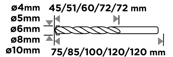 Фото - Набір свердел GRAPHITE 4-10 мм 5 шт. (56T215)