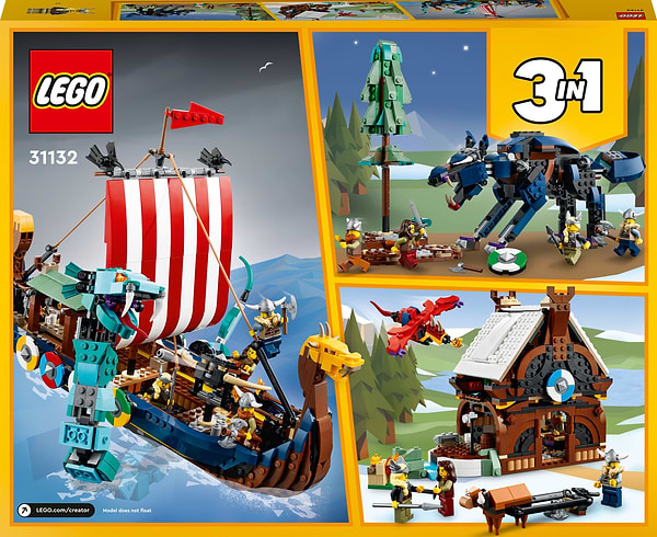 Фото - Конструктор LEGO Creator Корабель вікінгів і Мідгардський змій (31132)