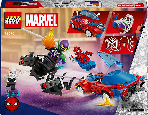 Фото - Конструктор LEGO Marvel Автомобіль для перегонів Людини-Павука й Зелений Гоблін з отрутою Венома (76279)