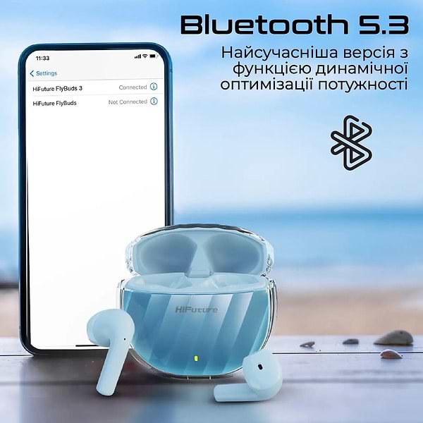 Фото - Наушники вкладыши беспроводные TWS HiFuture flybuds3.blue