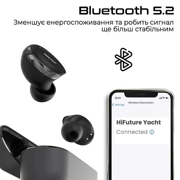 Фото - Навушники вкладиші бездротові TWS HiFuture yacht.black