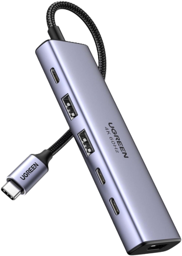 Хаб USB UGREEN CM511 USB-C to HDMI+2xUSB 3.2+2xUSB-C 3.2+PD Power Converter Gray (35999) - Фото 1