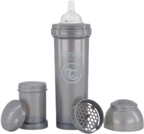 Фото - Бутылочка для кормления Twistshake антиколиковая с силиконовой соской 330 мл Pearl Grey (78390)