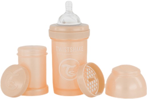 Пляшка для годування Twistshake антиколікова із силіконовою соскою 180 мл Pearl Champagne (78379)