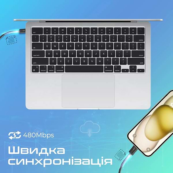 Фото - Кабель синхронизации данных Promate Type-C - USB Type-C (ecoline-cc200.black)