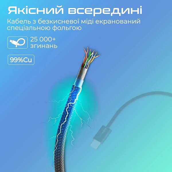 Фото - Кабель синхронизации данных Promate Type-C - USB Type-C (ecoline-cc200.black)