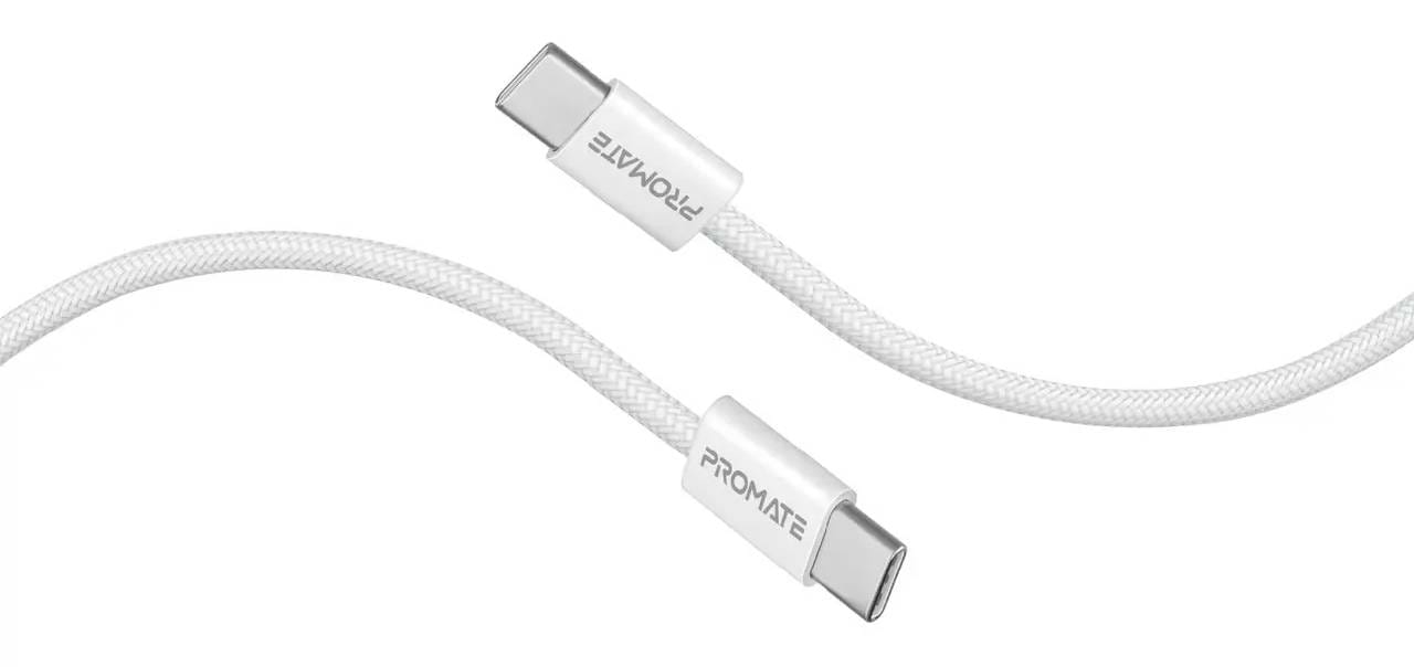 Кабель синхронизации данных Promate Type-C - USB Type-C (ecoline-cc200.white) - Фото 1